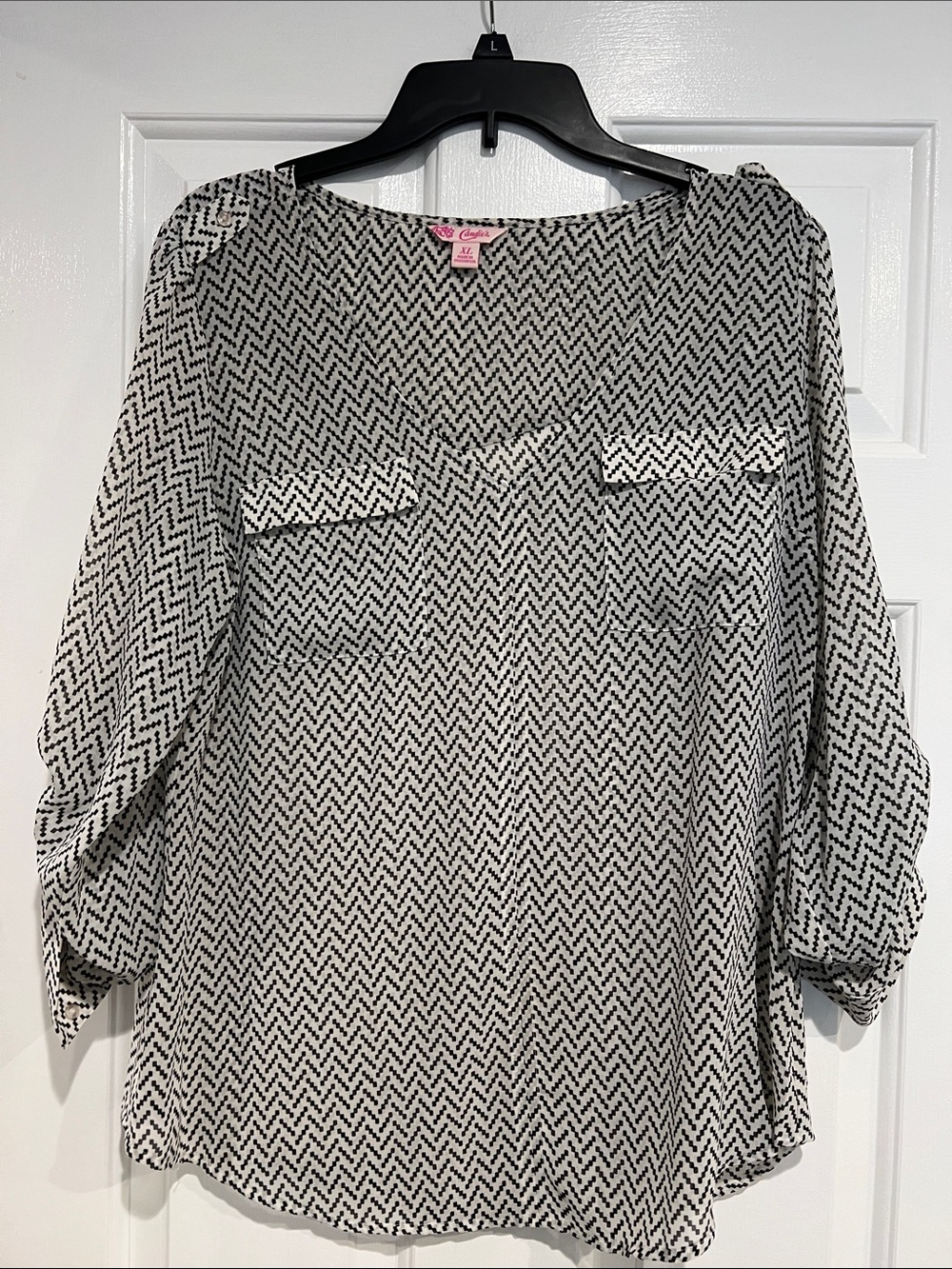 Candie's Black and White Chevron Top